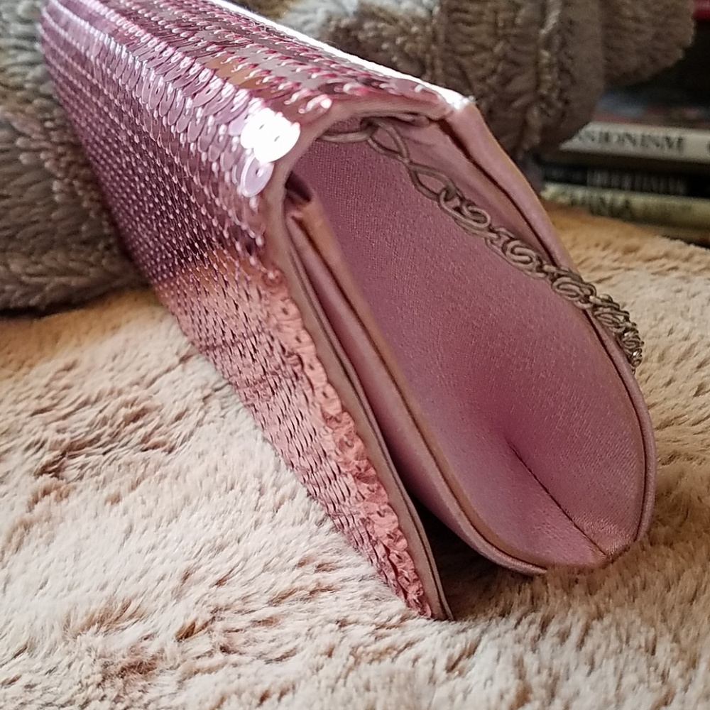 Snazzy pink sequined handbag NWOT - Picture 4 of 6